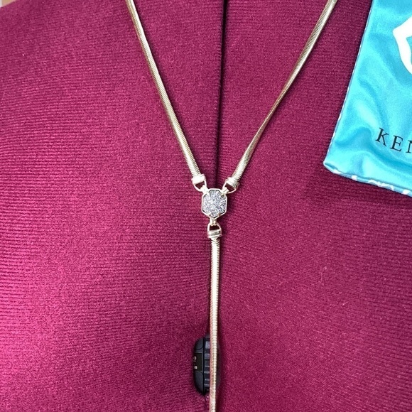 Kendra Scott Starla Long Y Necklace Drusy & Gold - Picture 4 of 8